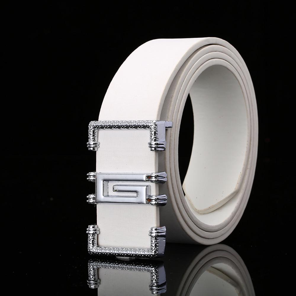 Модный крутой повседневный кожаный тонкий ремень, тонкий тонкий пояс унисекс белый